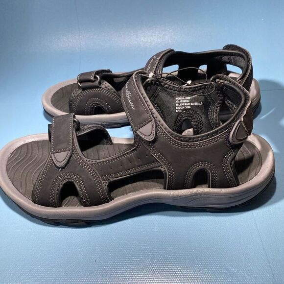 Mens EDDIE BAUER Atlas 2 Strap Adjustable Slingback Sandals 180362 BLack 12M - Picture 1 of 5